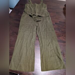Quince 100% Linen Olive Green Women's Jumpsuit, M/L